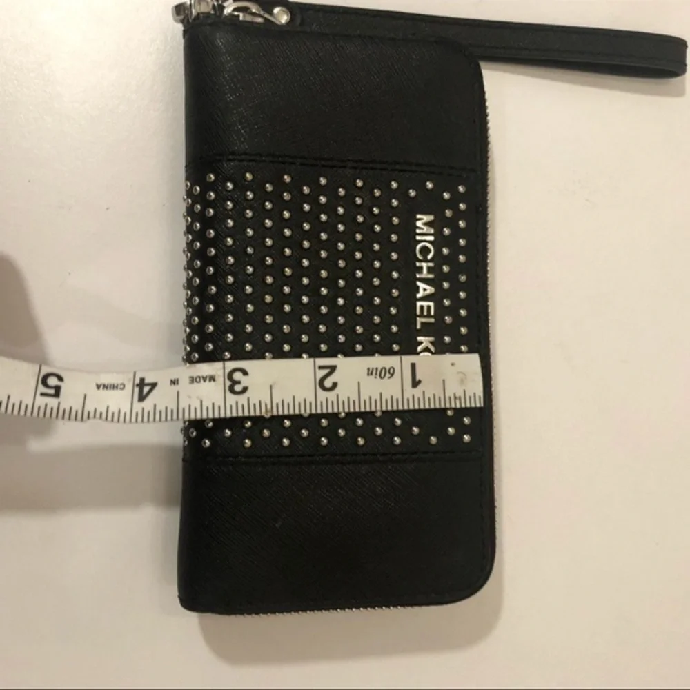 Michael kors black wristlet clutch micro studs